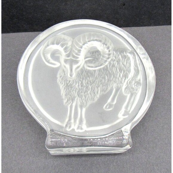 Frosted Glass GOAT RAM Paperweight Art Decor Zodiac Aries 5.2 inches - Picture 3 of 12